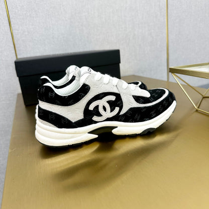 CC 2026 Casual Sneakers Black White Monogram Suede 668047