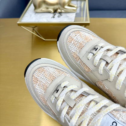 CC 2026 Casual Sneakers Beige Suede Tweed 668059