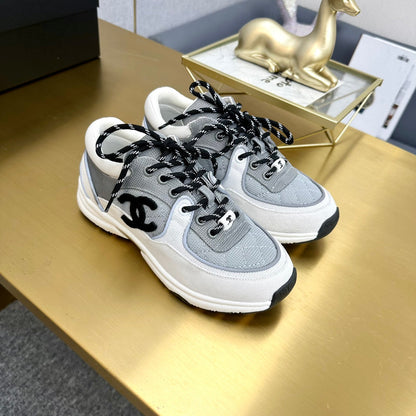 CC 2026 Casual Sneakers Gray White Canvas Suede 668064