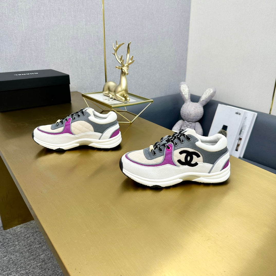 CC 2026 Casual Sneakers White Beige Gray Canvas Suede 668065