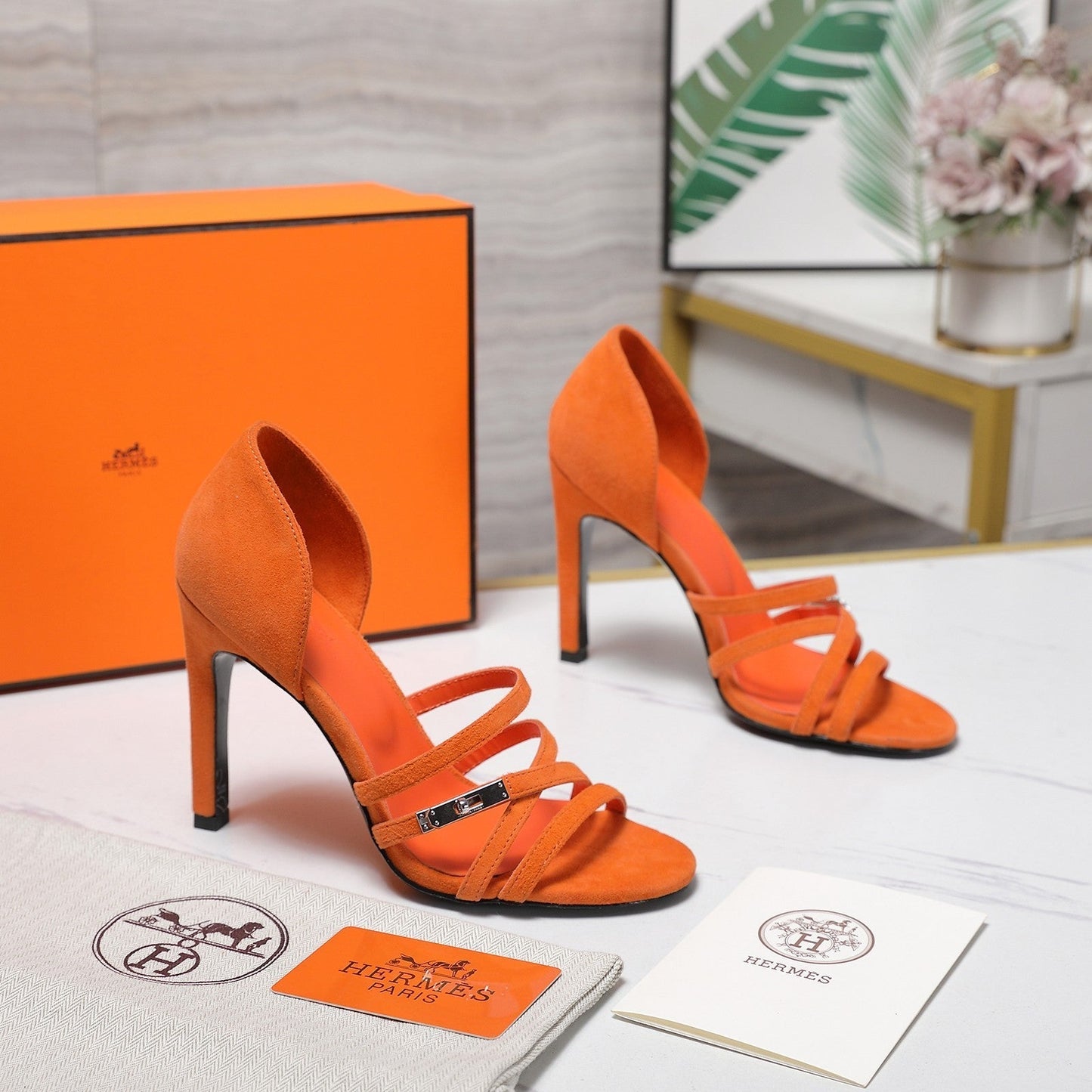HM 26ss Sandals 85 Orange Suede 601236