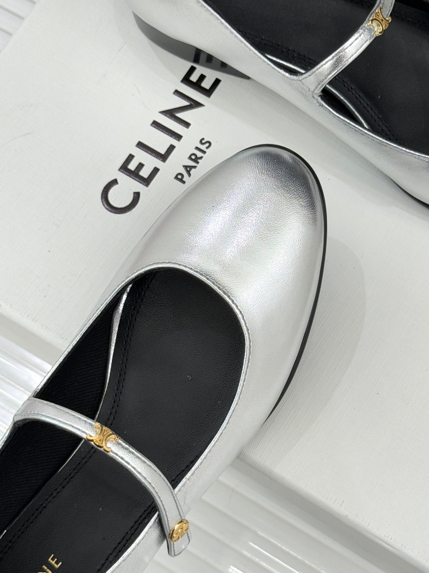 Celine 26 Mary-Jane Ballet Flats Leather 755874