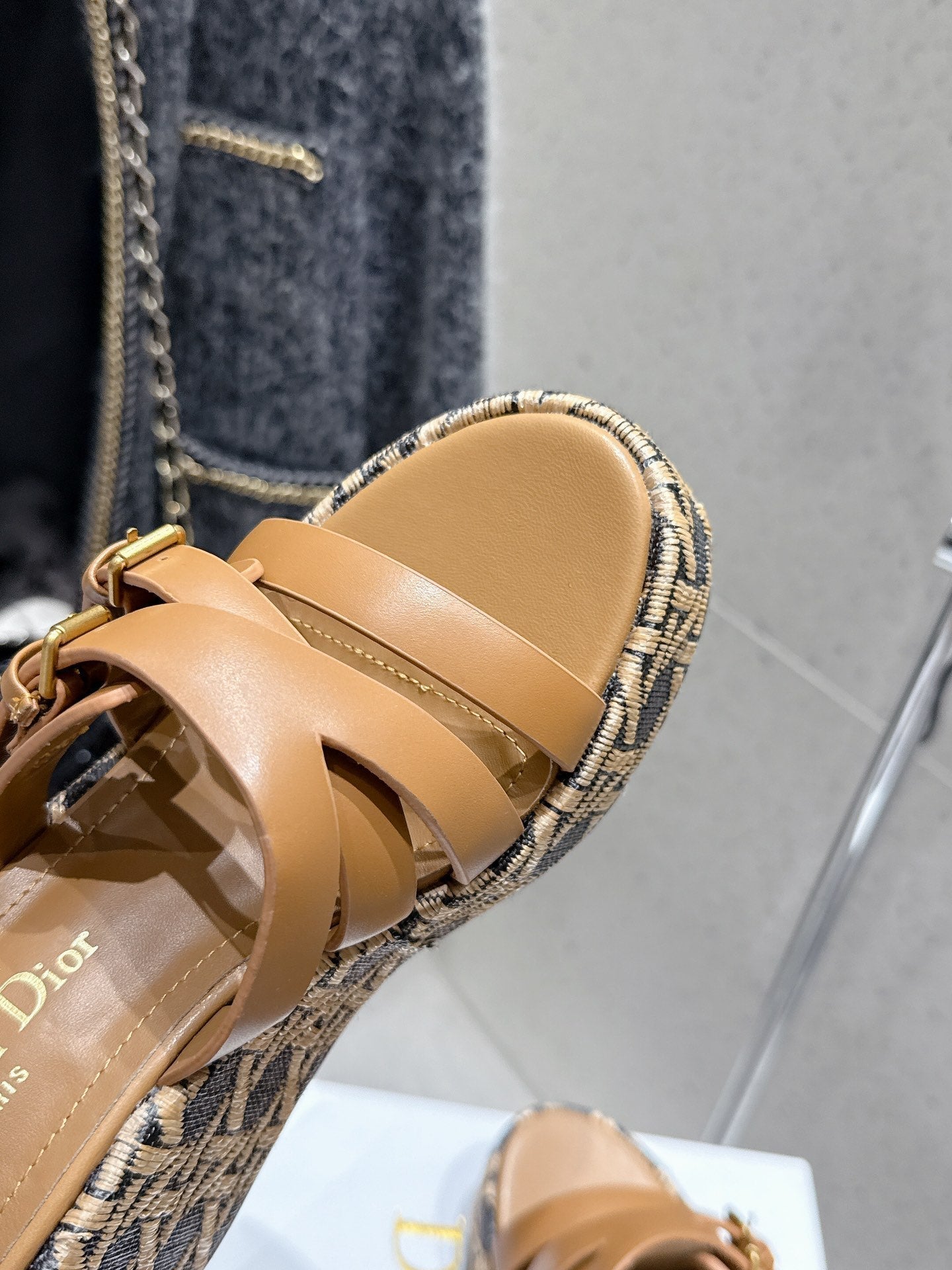CD 26s Platform Sandal 65 Brown Black Monogram Leather 636348