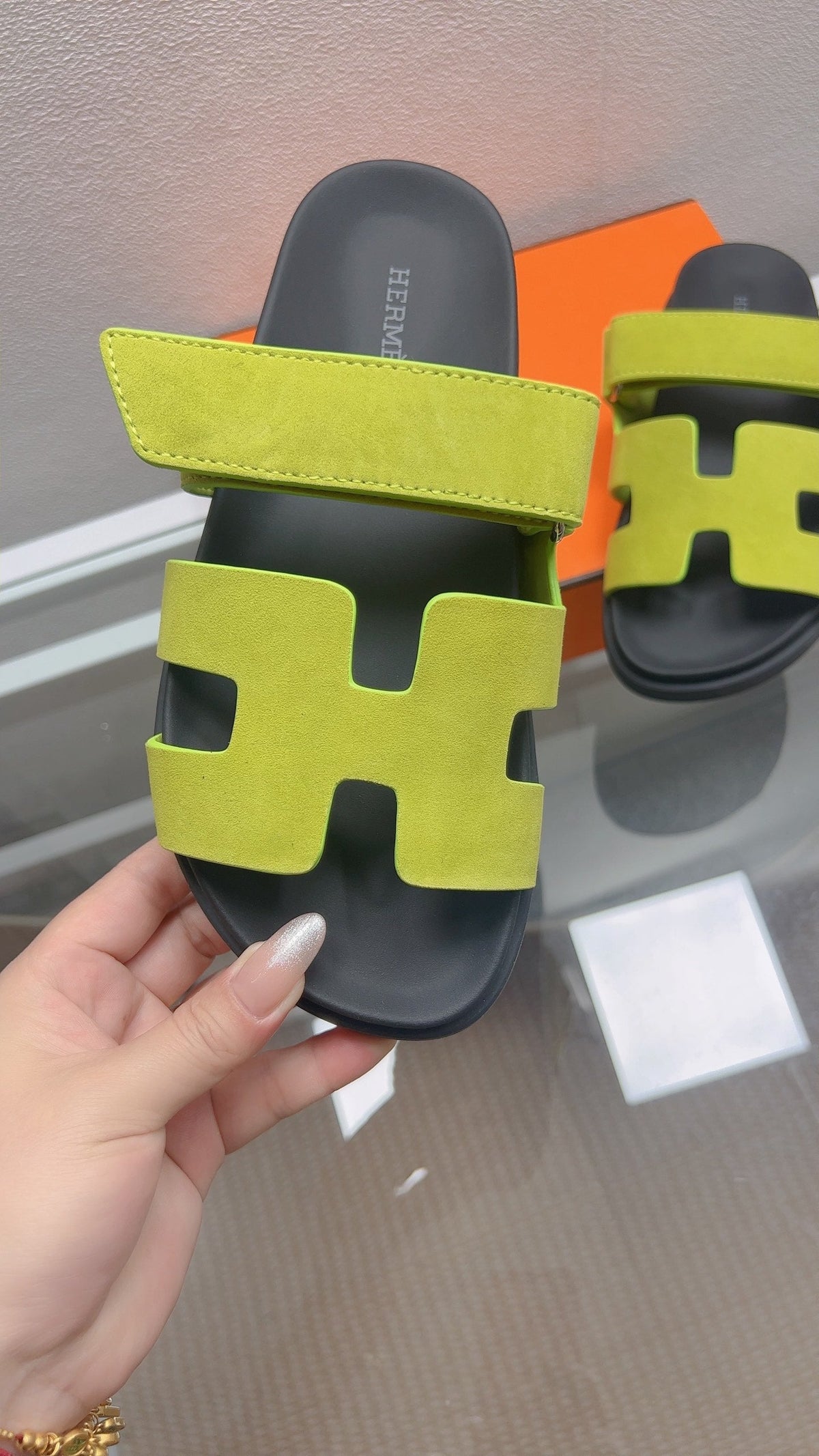 HM Chypre Sandal Lime Green Suede 827517
