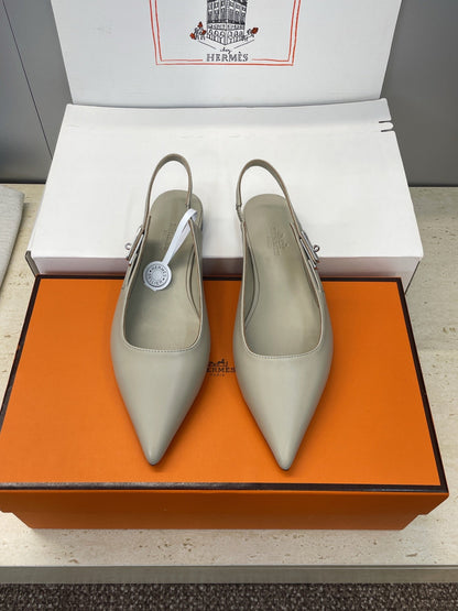 HM 26ss Slingback Flat Beige Calfskin 607273