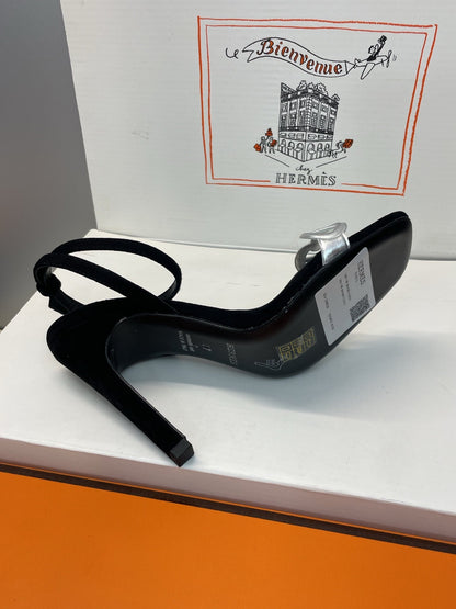 HM 26ss Pig-Nose Sandals  105 Black Suede Leather 607083