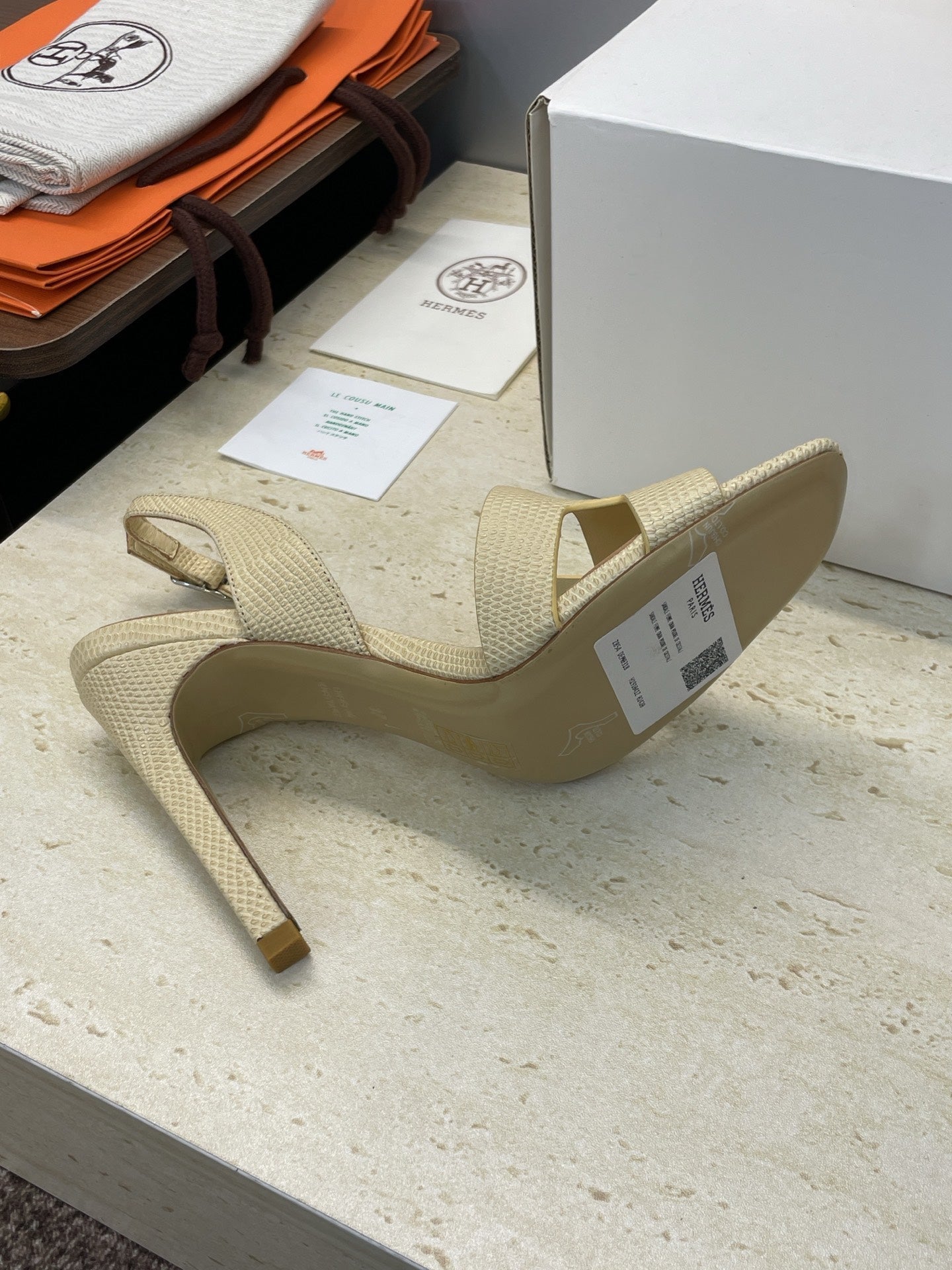 HM 26ss High Heel Sandals 105 Light Beige Cowhide 607114