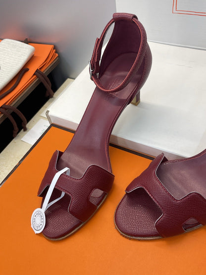 HM 26ss High Heel Sandals 70 Burgundy Cowhide 607120
