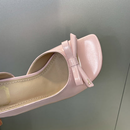 Dior 2026 Bow Heeled Slingback Sandal 85mm Soupir Pink Lambskin 607567