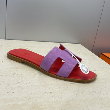 HM 26ss  Oran Sandals Red Purple Suede Cowhide 607204