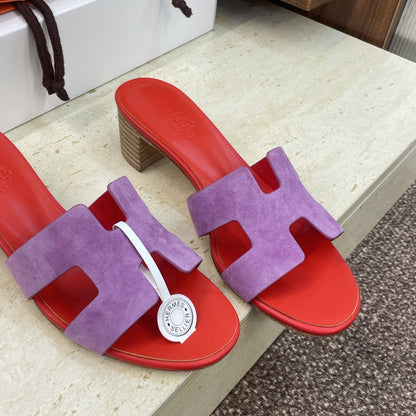 HM 26ss  Oran Sandals 45 Red Purple Suede Cowhide 607214