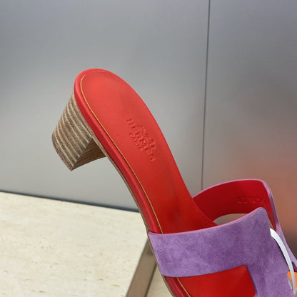 HM 26ss  Oran Sandals 45 Red Purple Suede Cowhide 607214