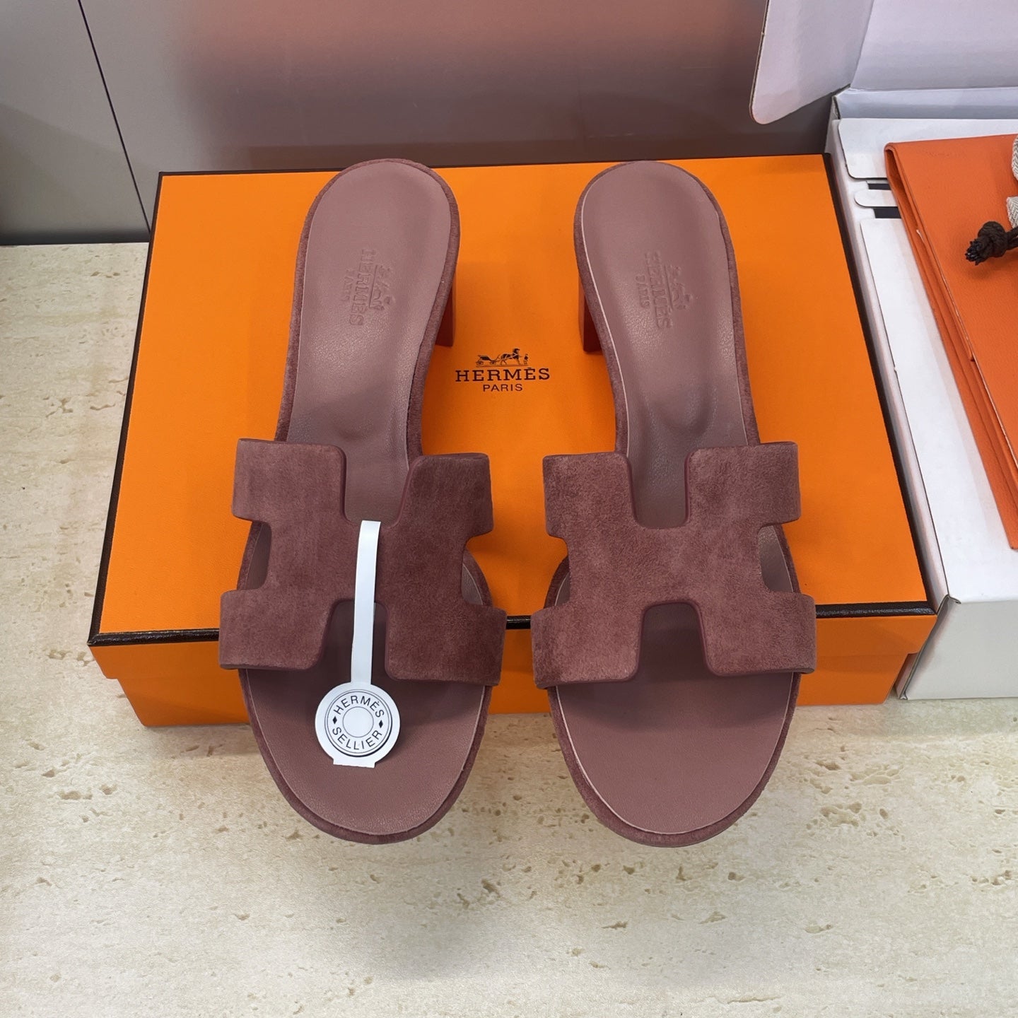 HM 26ss  Oran Sandals 45 Dusty Rose Suede Cowhide 607217