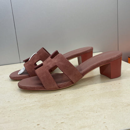 HM 26ss  Oran Sandals 45 Dusty Rose Suede Cowhide 607217