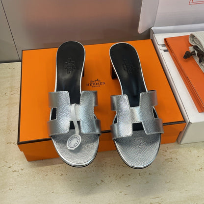 HM 26ss Oran Sandals 45 Black Sliver Calfskin 607229