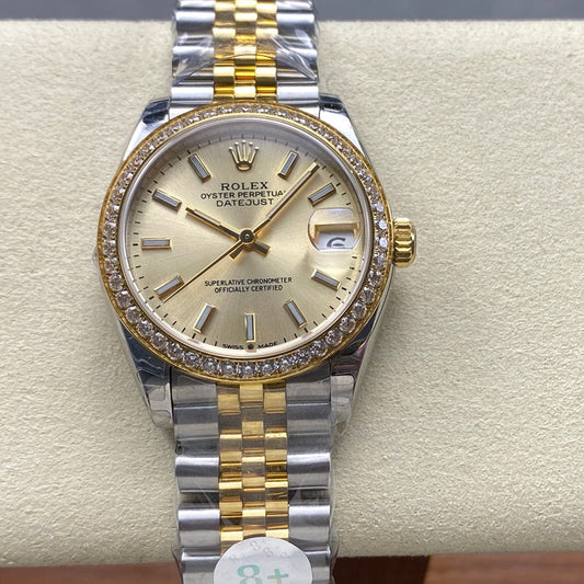 Datejust 31mm Yellow Gold Steel Diamond Bezel Champagne Dial