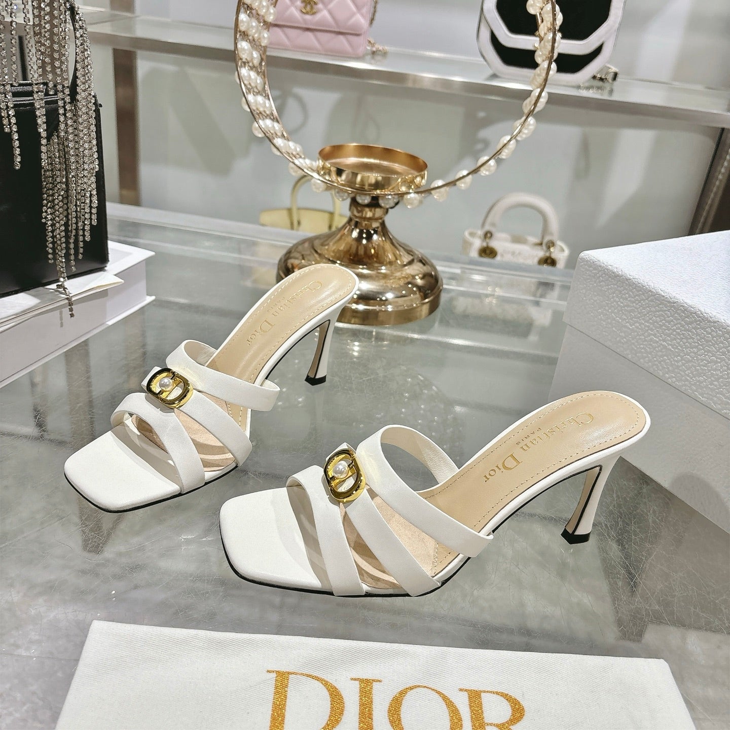 CD 26 High-Heeled Sandals 75mm Leather 592256
