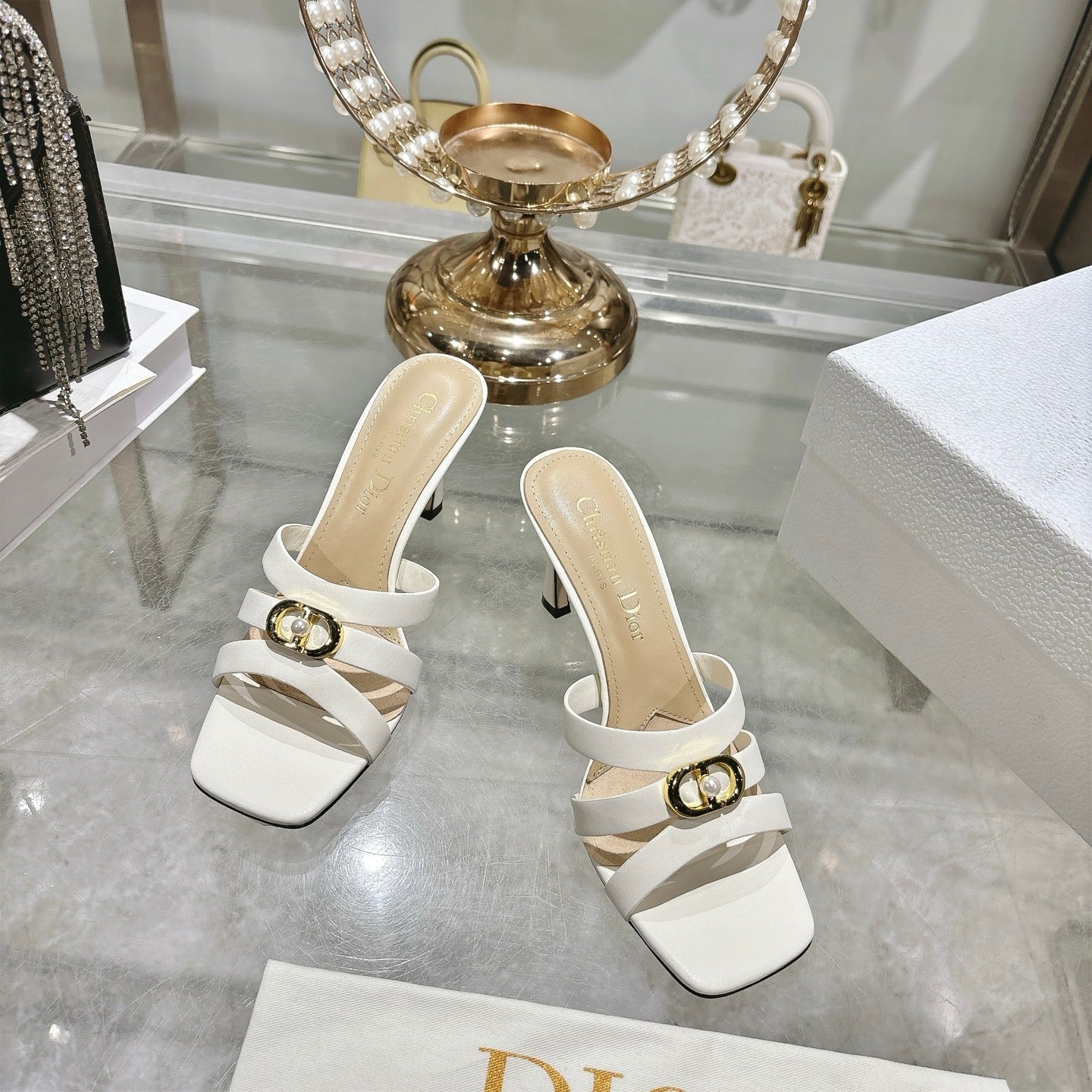 CD 26 High-Heeled Sandals 75mm Leather 592256