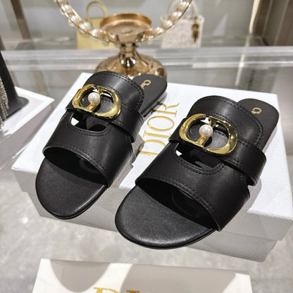 CD 26 Chunky Heel Sandals Black Leather 592273