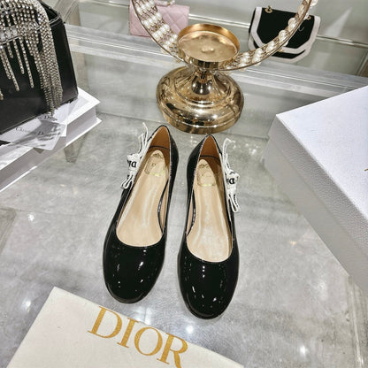 CD 26 Lolita Ballet Flats 30 Black Beige Patent Leather 679729