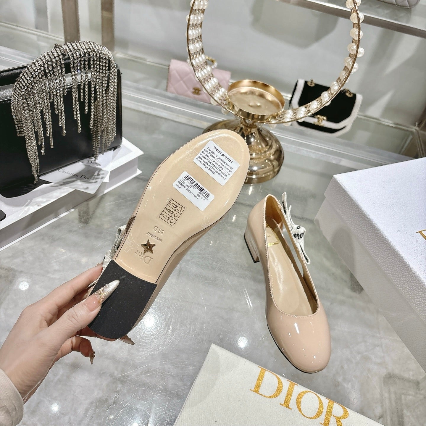 CD 26 Lolita Ballet Flats 30 Beige Patent Leather 679731
