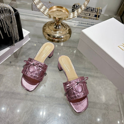 CD 26s Slippers Metallic Pink Beige Calfskin 679868