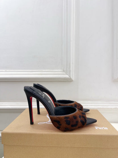 CL 26SS Slingback 100 Dark Brown Black Leopard Leather 586570