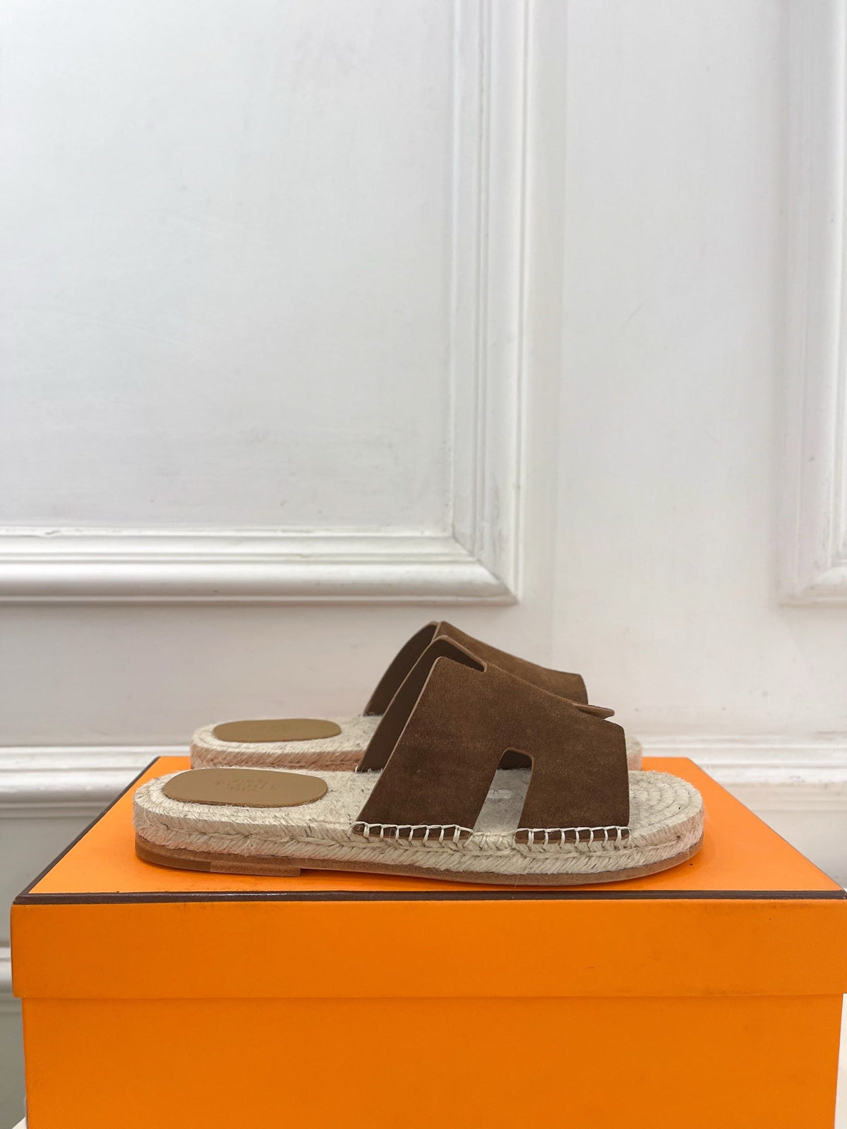 HM Antigua Espadrille Brown Suede Raffia 631940
