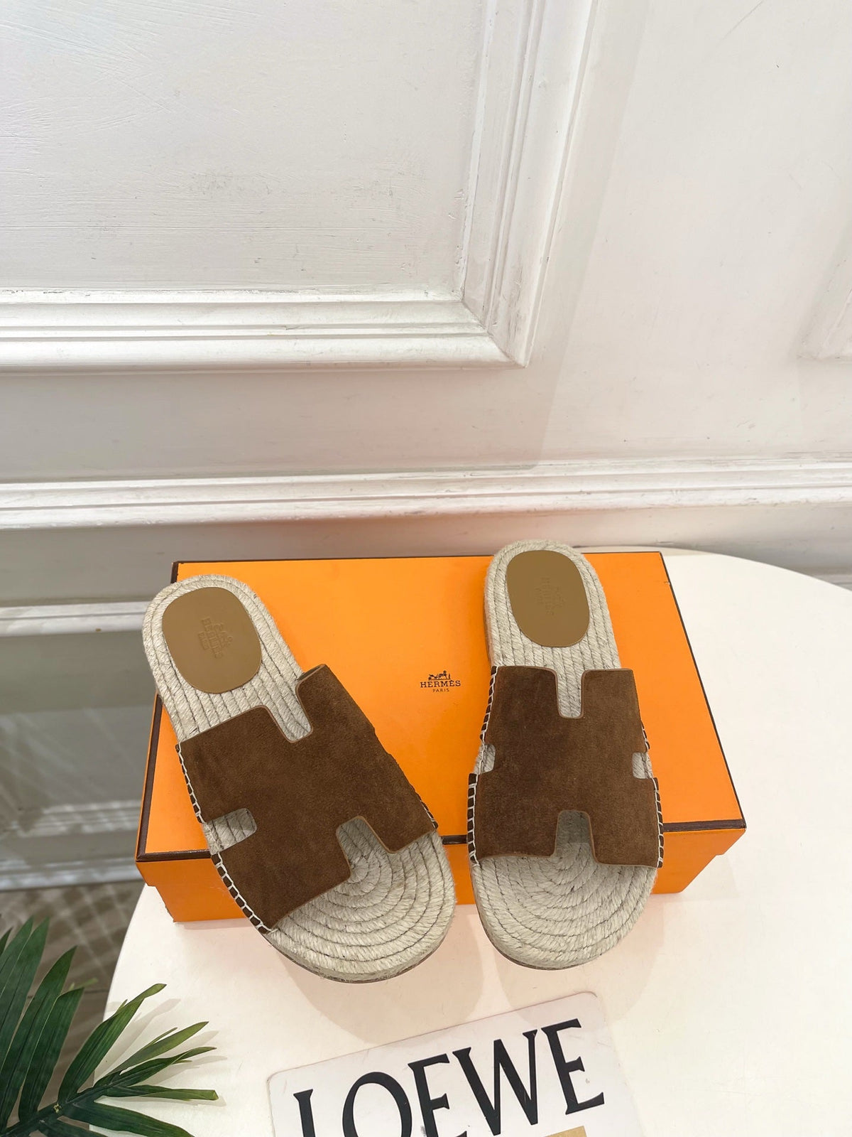 HM Antigua Espadrille Brown Suede Raffia 631940