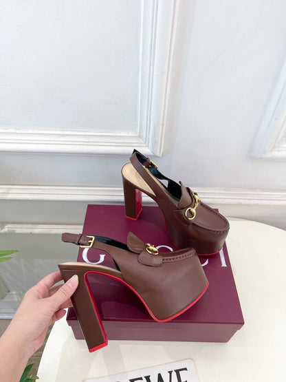 GG 26SS Platform Sandals 130 Brown Sheepskin 640265