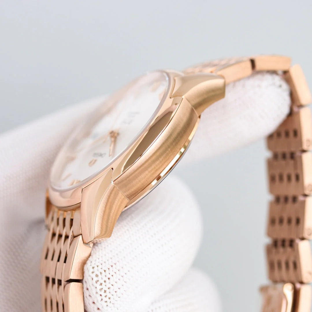 Omega De Ville Co-Axial Chronometer 41mm Watch White Dial Rose Gold Strap