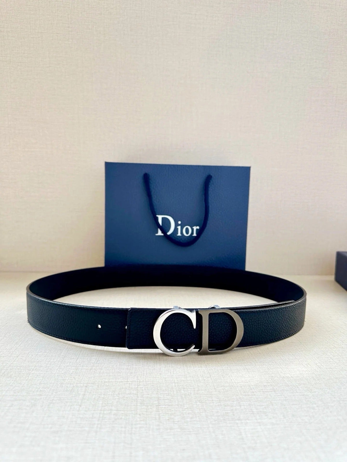 Dior 35mm Montaigne Reversible Belt Grained Calfskin 208469