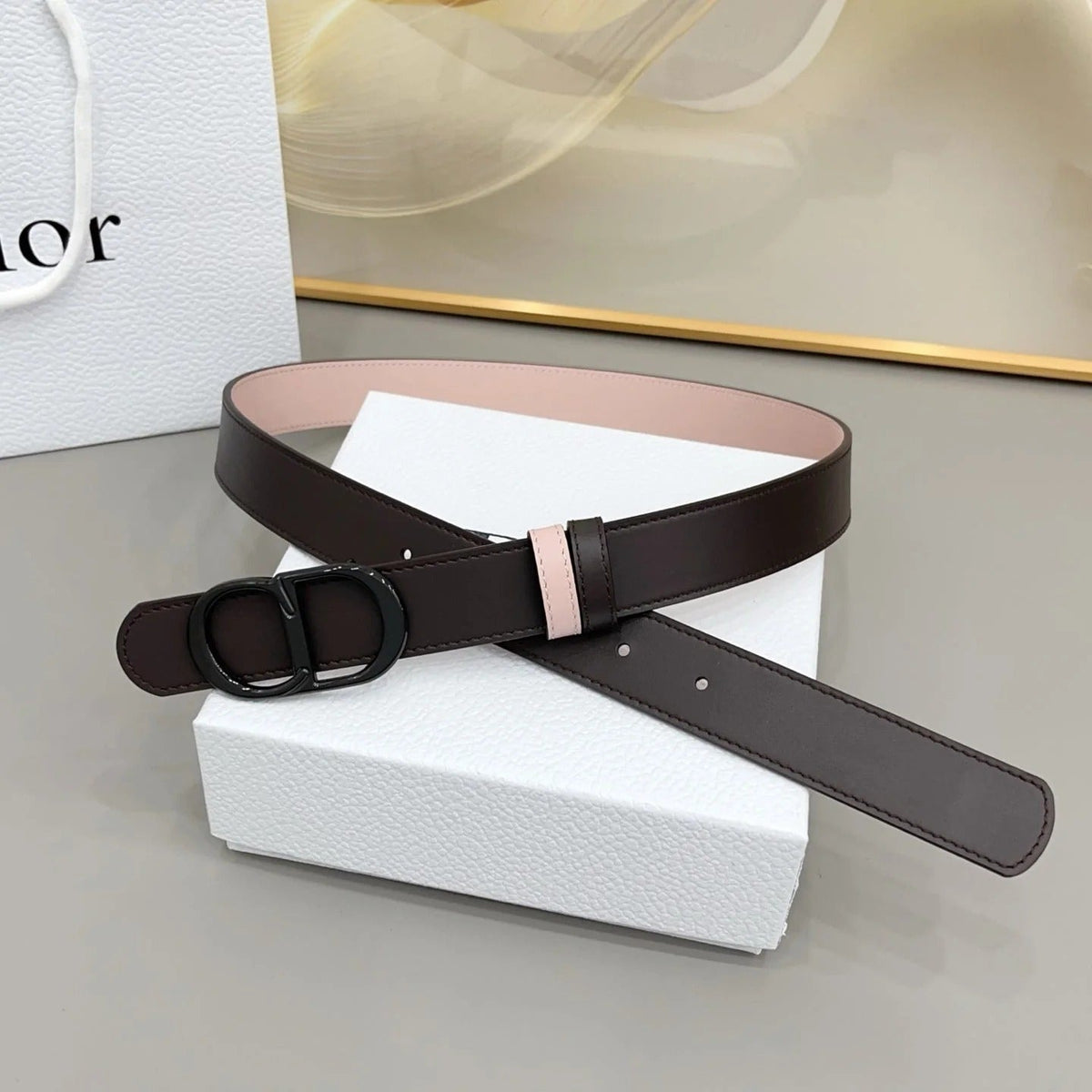 Dior 30mm Montaigne Reversible Belt Smooth Calfskin 208864