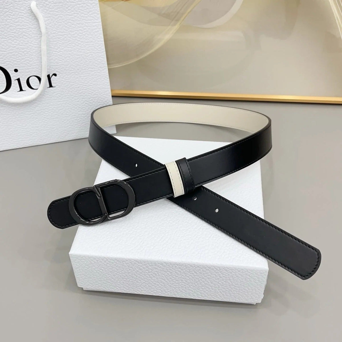 Dior 30mm Montaigne Reversible Belt Smooth Calfskin 208864