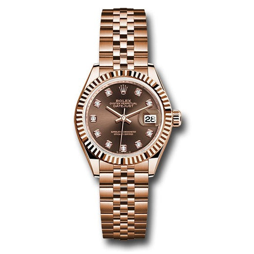 DATEJUST 28MM EVEROSE GOLD STEEL CHOCOLATE DIAL 279175