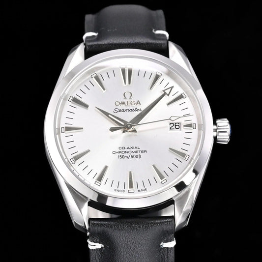 Omega Seamaster 150M Aqua Terra Observatory 39mm Black Leather Strap